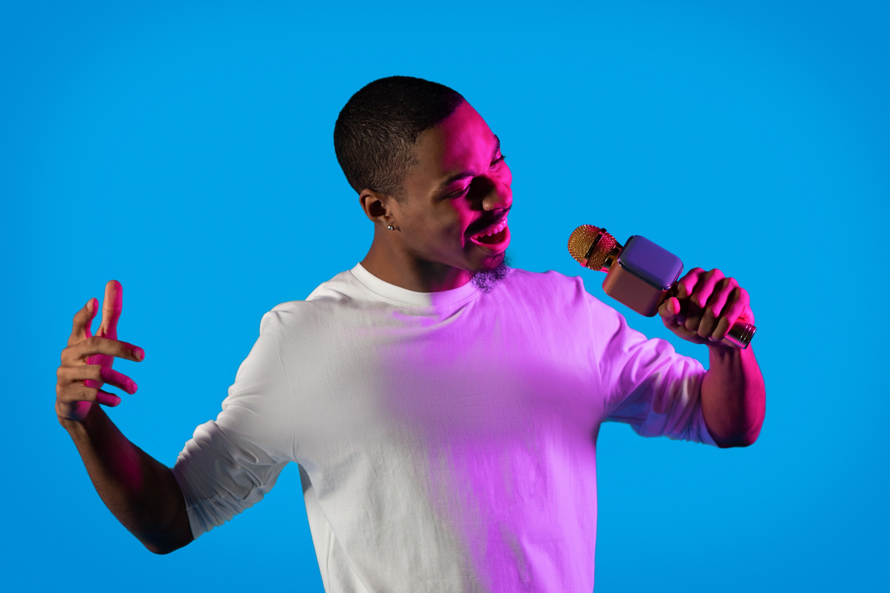 Singer holding a microphone